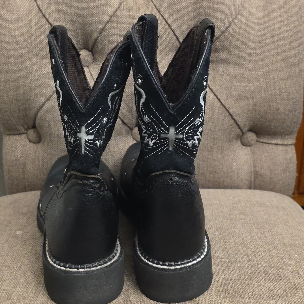 Black Women's Justin Western Square Toe Boots 7.5 - Picture 8 of 12